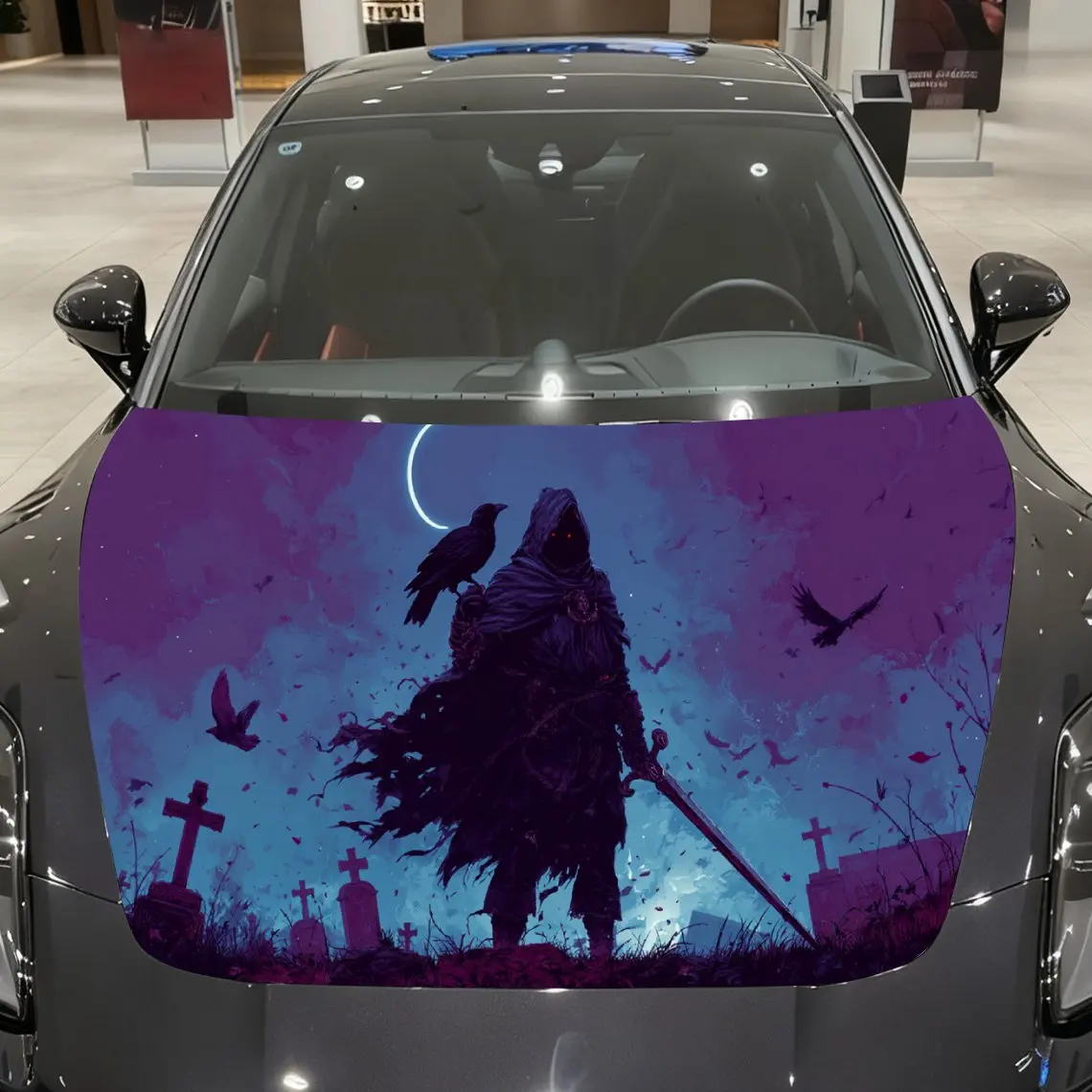 Raven Accompanied Sword Wielding Reaper Car Vinyl Wrap, PVC Material Waterproof Car Hood Sticker, Self-Adhesive Scratch-Resistan
Raven Accompanied Sword Wielding Reaper Car Vinyl Wrap, PVC Material Waterproof Car Hood Sticker, Self-Adhesive Scratch-Resistan