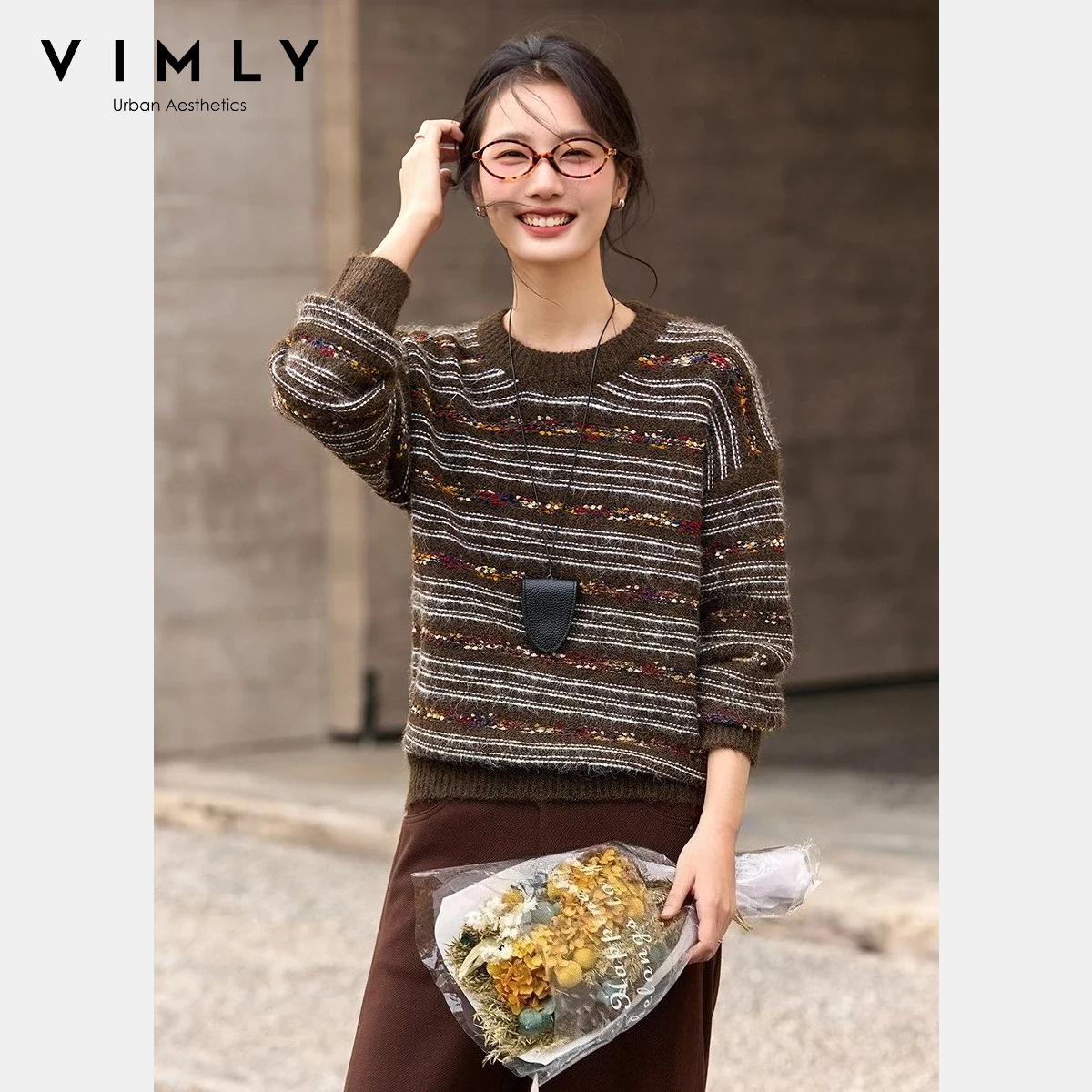 VIMLY Retro Women's Sweater 2025 Winter Fair Isle Contrast Color Striped Crew Collar Knitwear Loose Fitting Woman Clothes 30506
VIMLY Retro Women's Sweater 2025 Winter Fair Isle Contrast Color Striped Crew Collar Knitwear Loose Fitting Woman Clothes 30506