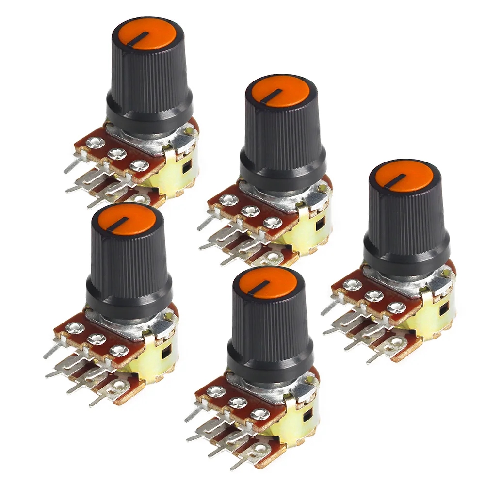 5Set WH148 Linear Potentiometers 15mm 6pin 1K 2K 5K 10K 20K 50K 100K 250K 1M with Orange AG3 Knob Cap Potentiometer Kit
5Set WH148 Linear Potentiometers 15mm 6pin 1K 2K 5K 10K 20K 50K 100K 250K 1M with Orange AG3 Knob Cap Potentiometer Kit