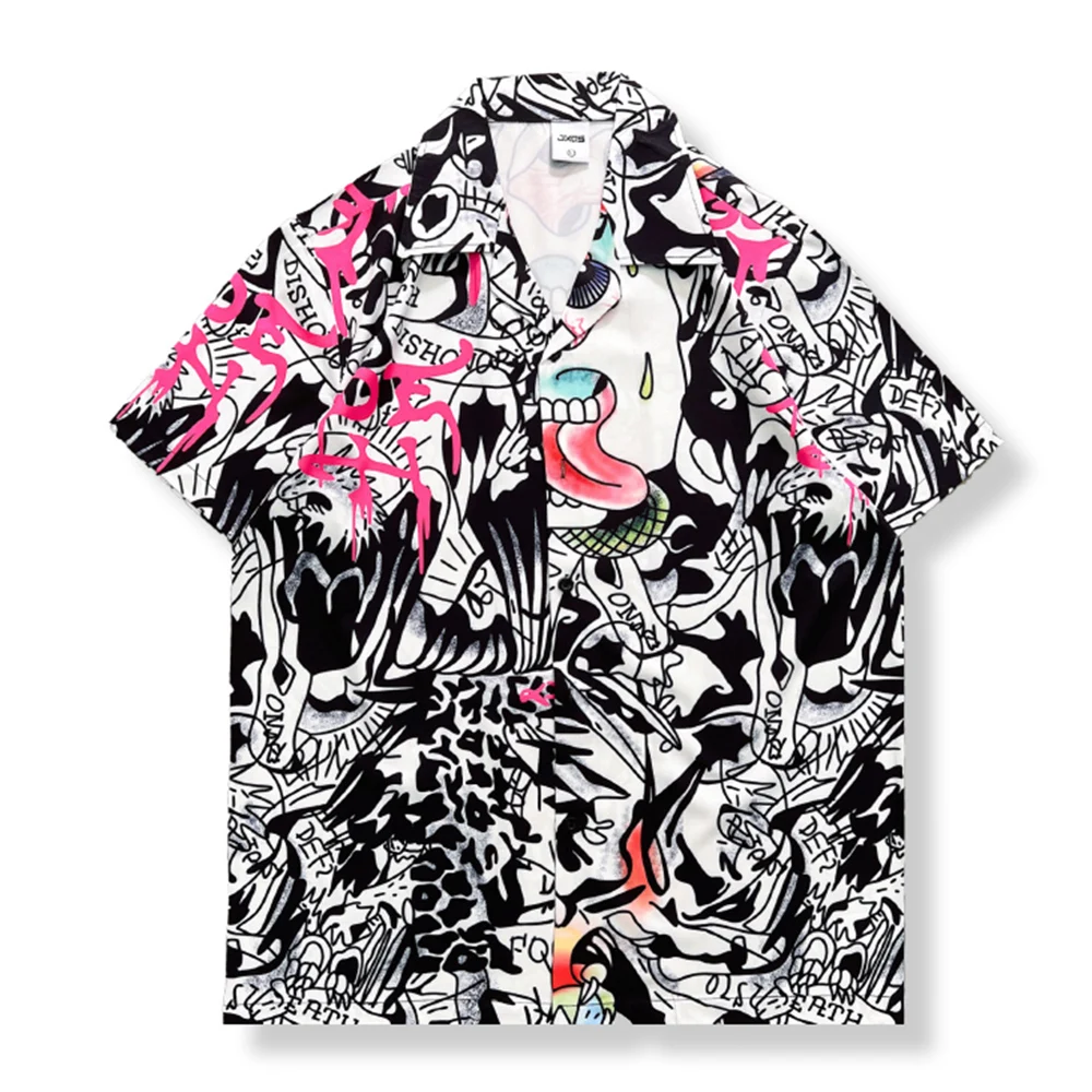 Dark Icon Graffiti Full Print Button Down Vintage Men's Shirt Summer Shirts for Men Male Top 2023 New Arrival
Dark Icon Graffiti Full Print Button Down Vintage Men's Shirt Summer Shirts for Men Male Top 2023 New Arrival