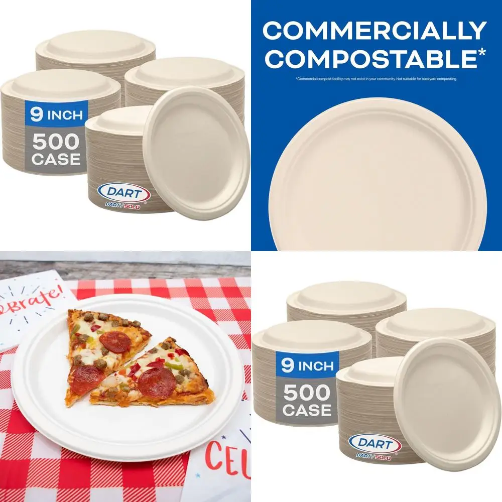 9 Inch Natural Compostable Fiber Dinner Plates, 500 Pack - ProPlanet, 9FBRP1
9 Inch Natural Compostable Fiber Dinner Plates, 500 Pack - ProPlanet, 9FBRP1