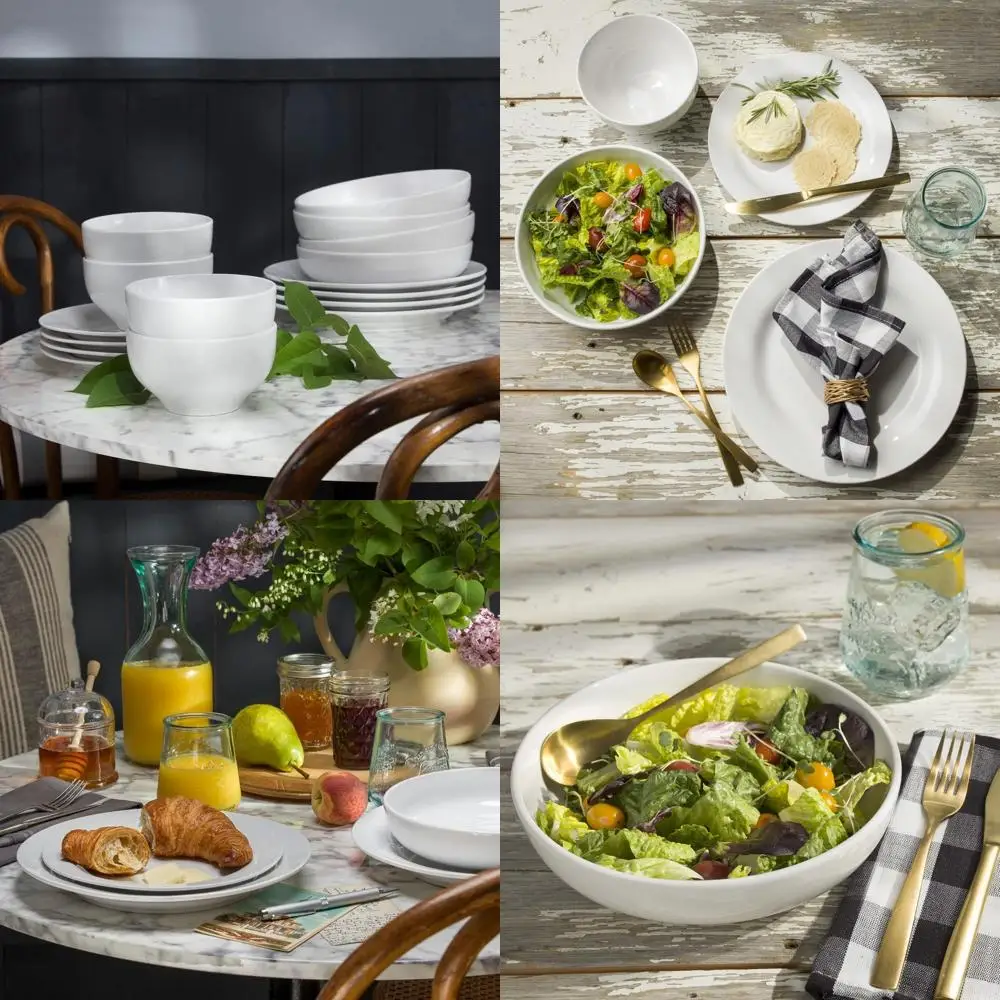 MontBlanc Euro Ceramica 16-Piece Dinnerware Set, True White Porcelain, Service for 4 with Entree Bowls, Elegant Dining Essential
MontBlanc Euro Ceramica 16-Piece Dinnerware Set, True White Porcelain, Service for 4 with Entree Bowls, Elegant Dining Essential