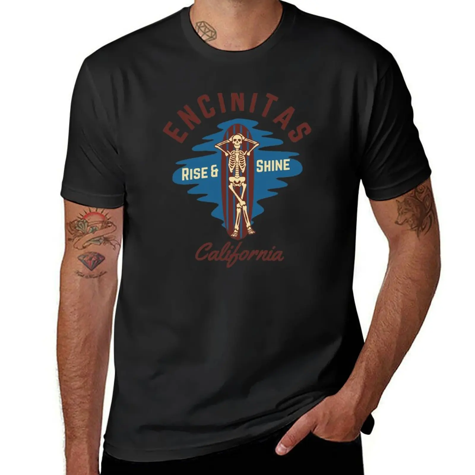 Vintage-Style Encinitas California, Brown Text- Skeleton / Surf / Beach T-Shirt summer tops mens clothing
Vintage-Style Encinitas California, Brown Text- Skeleton / Surf / Beach T-Shirt summer tops mens clothing