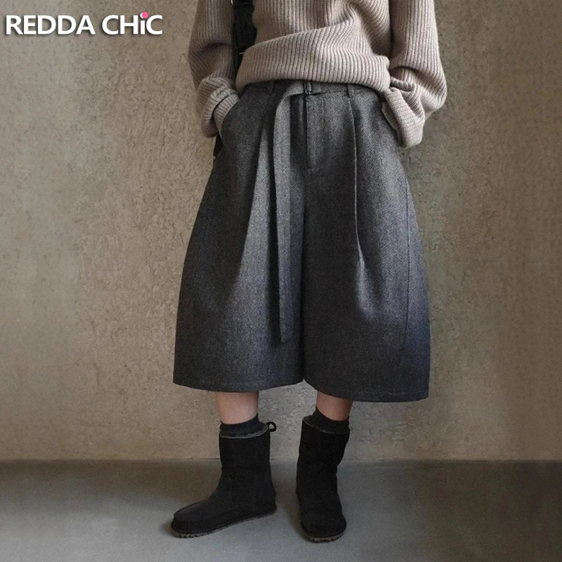 REDDACHiC зимние твидовые мешковатые джерсы, однотонные повседневные плиссированные брюки-бермуды с поясом и широкими карманами, модная офисная женская одежда
REDDACHiC зимние твидовые мешковатые джерсы, однотонные повседневные плиссированные брюки-бермуды с поясом и широкими карманами, модная офисная женская одежда