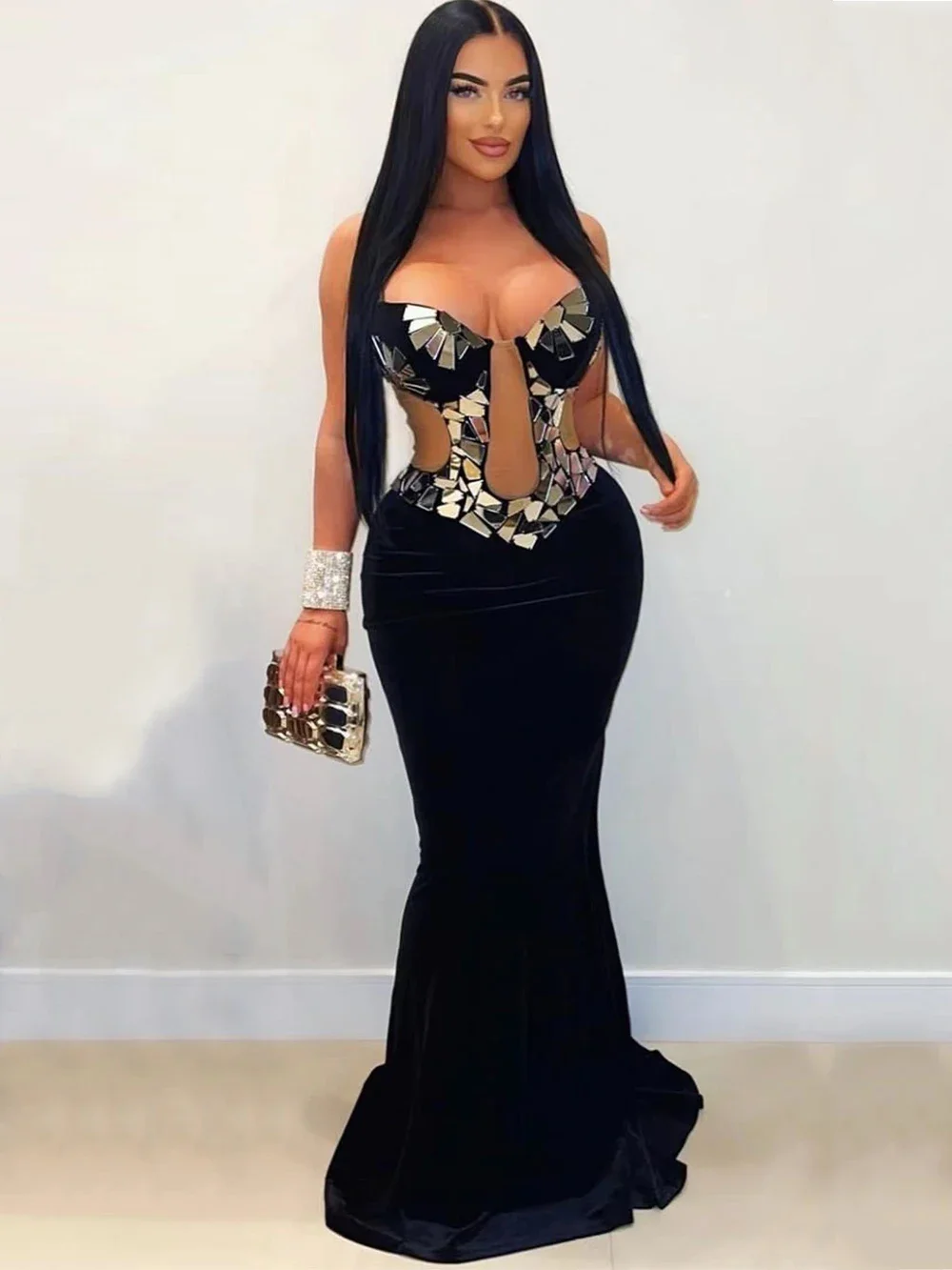 2024 Black New Women's Summer Spaghetti Strap V-neck Mesh Spliced Bandage Long Dress Bodycon Celebrity Party Evening Dress
2024 Black New Women's Summer Spaghetti Strap V-neck Mesh Spliced Bandage Long Dress Bodycon Celebrity Party Evening Dress