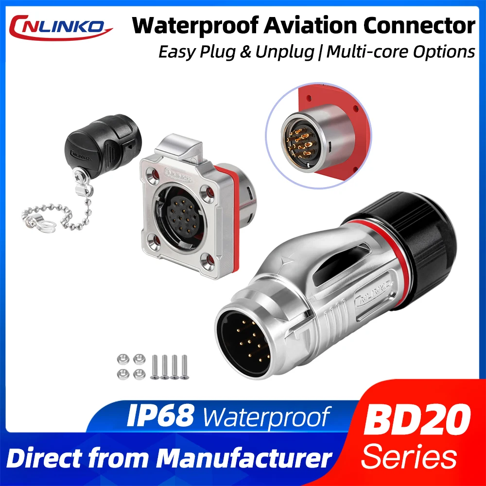 CNLINKO BD20 Metal Waterproof Electrical Connector IP68 Heavy Duty Corrosion-Resistant for Outdoor Industrial Automotive Marine
CNLINKO BD20 Metal Waterproof Electrical Connector IP68 Heavy Duty Corrosion-Resistant for Outdoor Industrial Automotive Marine