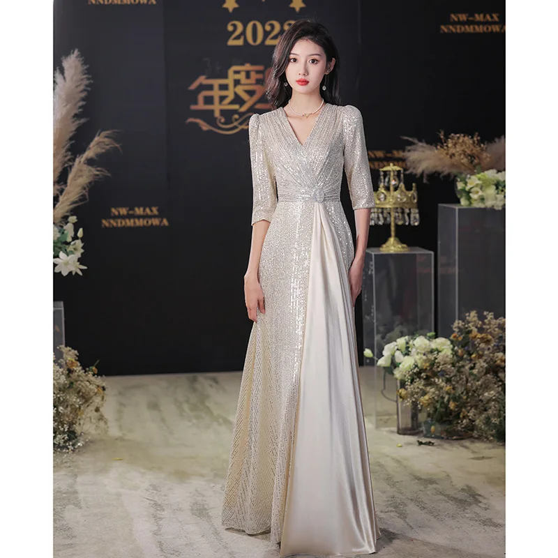 Annual Meeting Dress Season Temperament Dignified Atmospheric Texture Celebrity Host Long Sleeve Dress Stage Performance Dresses
Annual Meeting Dress Season Temperament Dignified Atmospheric Texture Celebrity Host Long Sleeve Dress Stage Performance Dresses