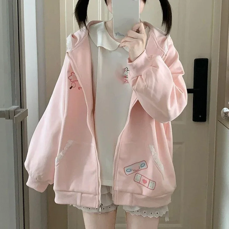 Japanese Cartoon Bunny Print Casual Kawaii Hoodies Y2k Aesthetic Lace Rabbit Ear Women Hoody Harajuku Autumn Zipper Sweatshirts
Japanese Cartoon Bunny Print Casual Kawaii Hoodies Y2k Aesthetic Lace Rabbit Ear Women Hoody Harajuku Autumn Zipper Sweatshirts