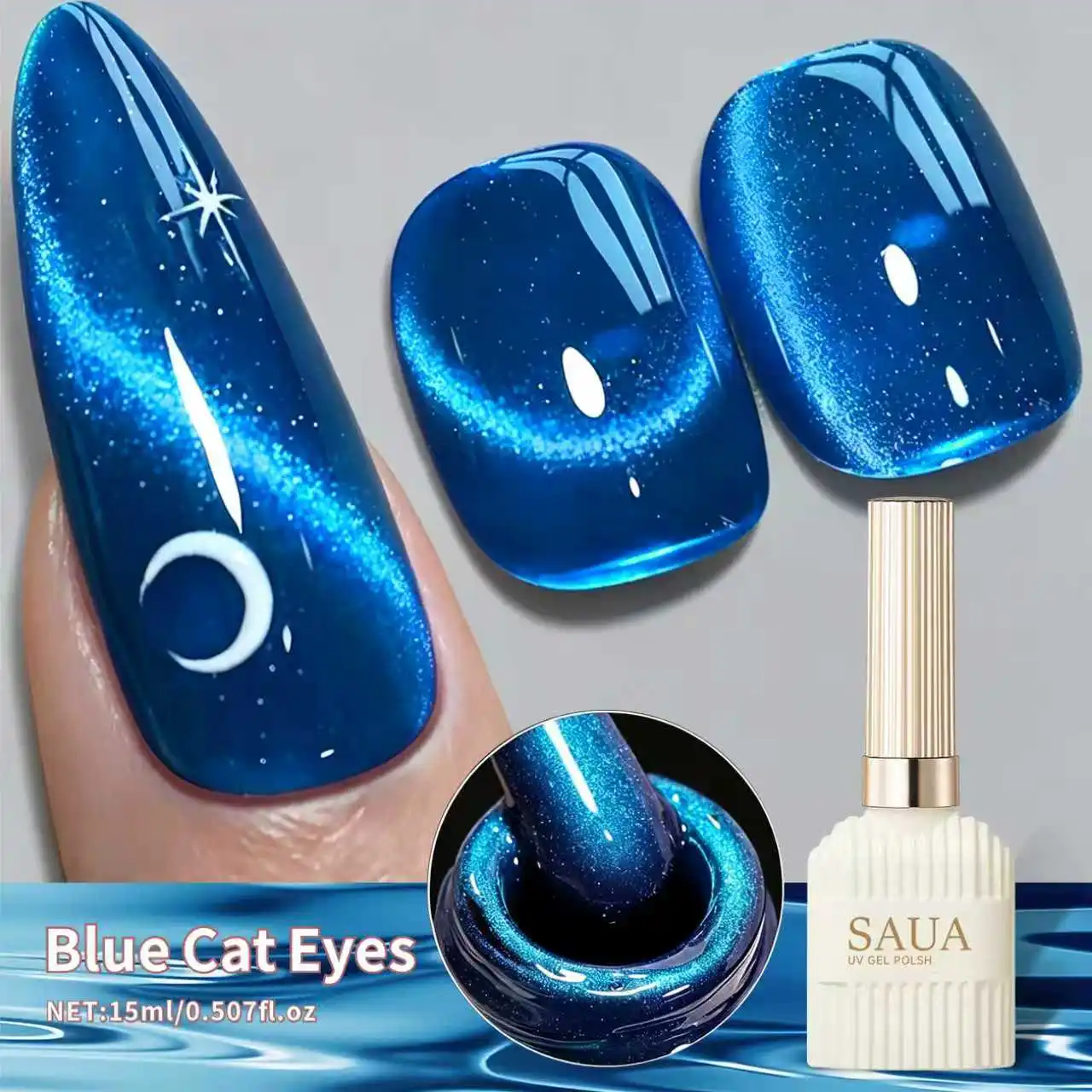 New sea blue cat's eye gel, polish nail polish gel fashion series shiny stone effect skin whitening nail art
New sea blue cat's eye gel, polish nail polish gel fashion series shiny stone effect skin whitening nail art