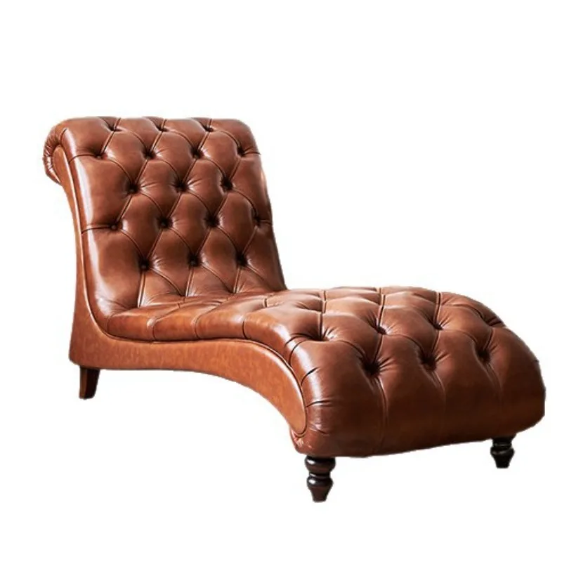 American living room leather buckle chaise longue home leisure retro style
American living room leather buckle chaise longue home leisure retro style