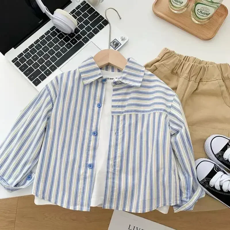 New Kids Stripe Long sleeved Shirt Children's Korean casual top 1-7Y Boys' Shirt Spring and Autumn
New Kids Stripe Long sleeved Shirt Children's Korean casual top 1-7Y Boys' Shirt Spring and Autumn