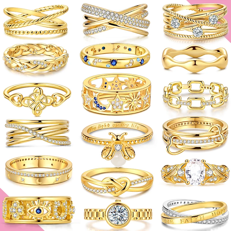 Rings 925 Sterling Silver Gold Sparkling Heart Star Celtic knot For Women Man Girl Wedding Anniversary Part Ring Jewelry Gift
Rings 925 Sterling Silver Gold Sparkling Heart Star Celtic knot For Women Man Girl Wedding Anniversary Part Ring Jewelry Gift