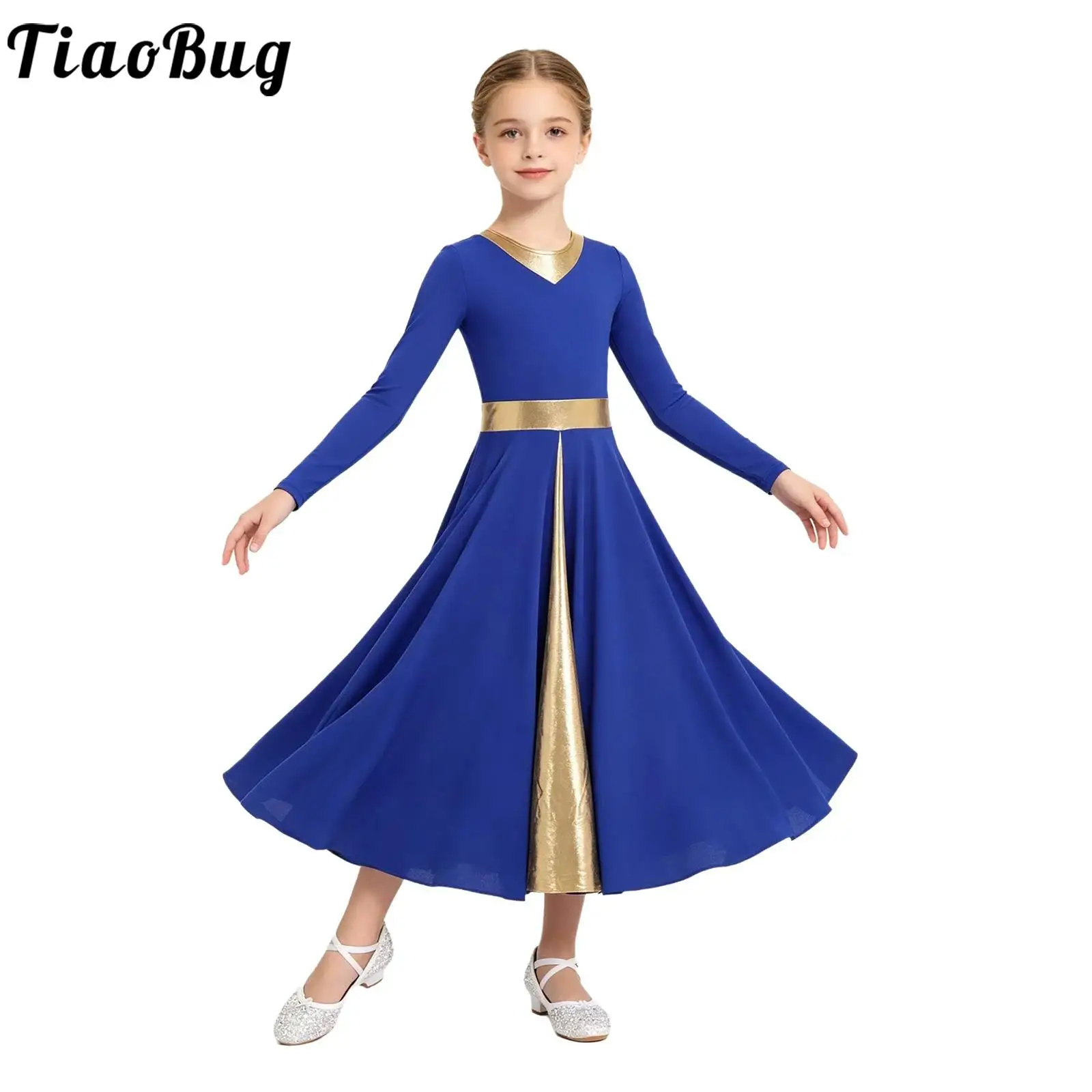Girls Praise Lyrical Dance Dress Liturgical Worship Church Choir Contemporary Dancewear Long Sleeve Metallic Maxi Dresses Robe
Girls Praise Lyrical Dance Dress Liturgical Worship Church Choir Contemporary Dancewear Long Sleeve Metallic Maxi Dresses Robe