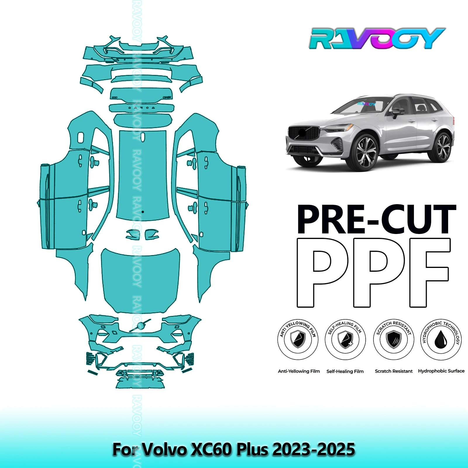Car Precut Paint Protection Film Full Vehicle Anti-scratch Exterior TPU PPF For Volvo XC60 Plus 2023-2025
Car Precut Paint Protection Film Full Vehicle Anti-scratch Exterior TPU PPF For Volvo XC60 Plus 2023-2025