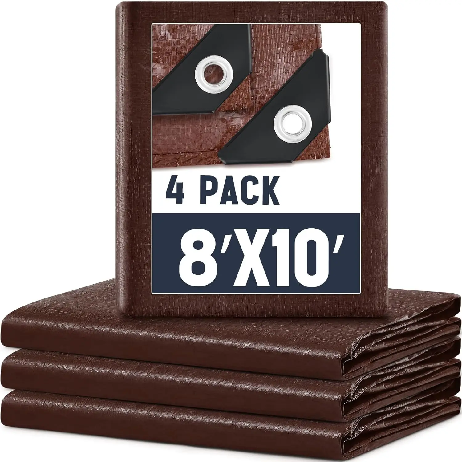 4 Pack 8x10 ft Heavy Duty Waterproof Tarps, 5.5 Mil PE Tarpaulin for Camping, Pool, Patio, Roof, Emergency Cover, Brown
4 Pack 8x10 ft Heavy Duty Waterproof Tarps, 5.5 Mil PE Tarpaulin for Camping, Pool, Patio, Roof, Emergency Cover, Brown