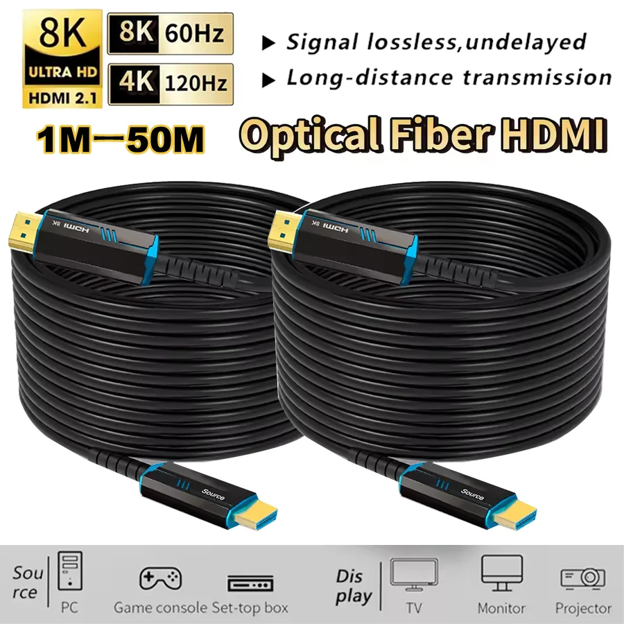 8K HDMI 2.1 Optical Fiber Cable 8K@60Hz 4K@120Hz 48Gbps Speed HDR eARC HDMI 2.1 Cable For TV PS5 Projector 3M 5M 10M 20M 30M 50M
8K HDMI 2.1 Optical Fiber Cable 8K@60Hz 4K@120Hz 48Gbps Speed HDR eARC HDMI 2.1 Cable For TV PS5 Projector 3M 5M 10M 20M 30M 50M