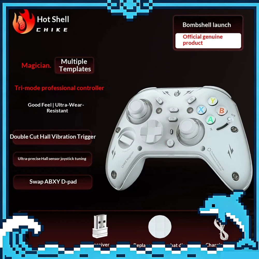 CHIKE magician Gamepads Wireless Double-cut Hall vibration trigger Extreme hall rocker set-up Game Handles ABXY disc interchange
CHIKE magician Gamepads Wireless Double-cut Hall vibration trigger Extreme hall rocker set-up Game Handles ABXY disc interchange