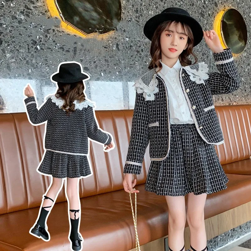Fashion Kids Girls Princess 2pcs Clothes Set Spring Autumn Children Lace Plaid Coat Outwear+Skirts Vintage Outfits Suit for Girl
Fashion Kids Girls Princess 2pcs Clothes Set Spring Autumn Children Lace Plaid Coat Outwear+Skirts Vintage Outfits Suit for Girl
