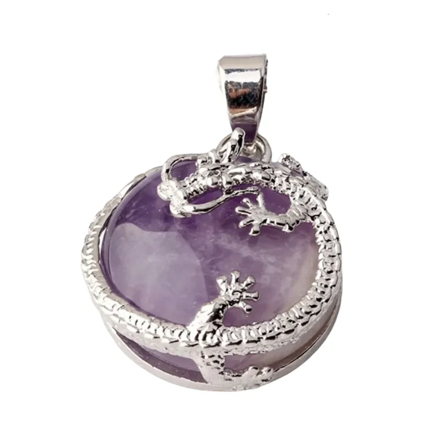 Silver Plated Natural Half Ball Stone Amethyst Crystal Quartz Lapis Lazuli Tiger Eye Stone Chinese Dragon Pendant Jewelry
Silver Plated Natural Half Ball Stone Amethyst Crystal Quartz Lapis Lazuli Tiger Eye Stone Chinese Dragon Pendant Jewelry