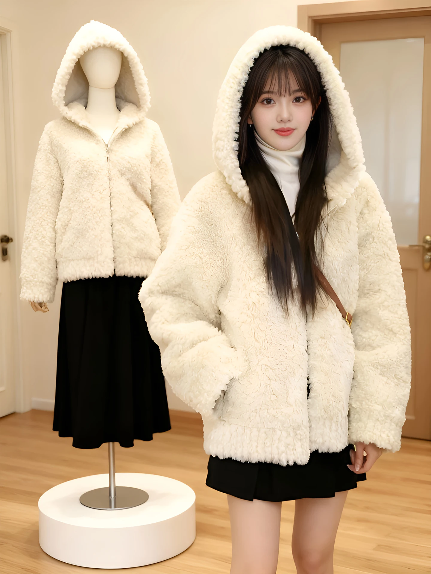 Casual Lazy Style Hooded Fur Jacket Women's New Autumn Winter Korean System High-End Sensation Super Cute Fashion Top
Casual Lazy Style Hooded Fur Jacket Women's New Autumn Winter Korean System High-End Sensation Super Cute Fashion Top