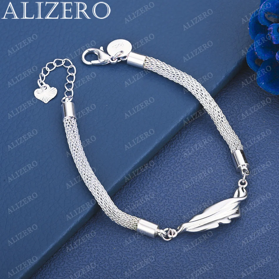 ALIZERO 925 Sterling Silver Feather Bracelet For Women Fashion Wedding Party Elegant Accessories Charm Jewelry Christmas Gift
ALIZERO 925 Sterling Silver Feather Bracelet For Women Fashion Wedding Party Elegant Accessories Charm Jewelry Christmas Gift