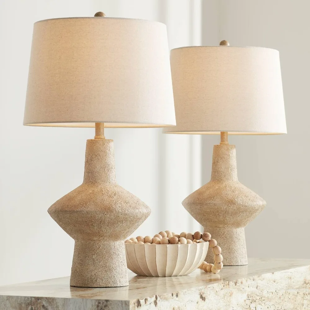 26 3/4" Tall Geometric Rustic Mid Century Modern Coastal Table Lamps Set of 2 Beige Living Room Bedroom Bedside
26 3/4" Tall Geometric Rustic Mid Century Modern Coastal Table Lamps Set of 2 Beige Living Room Bedroom Bedside