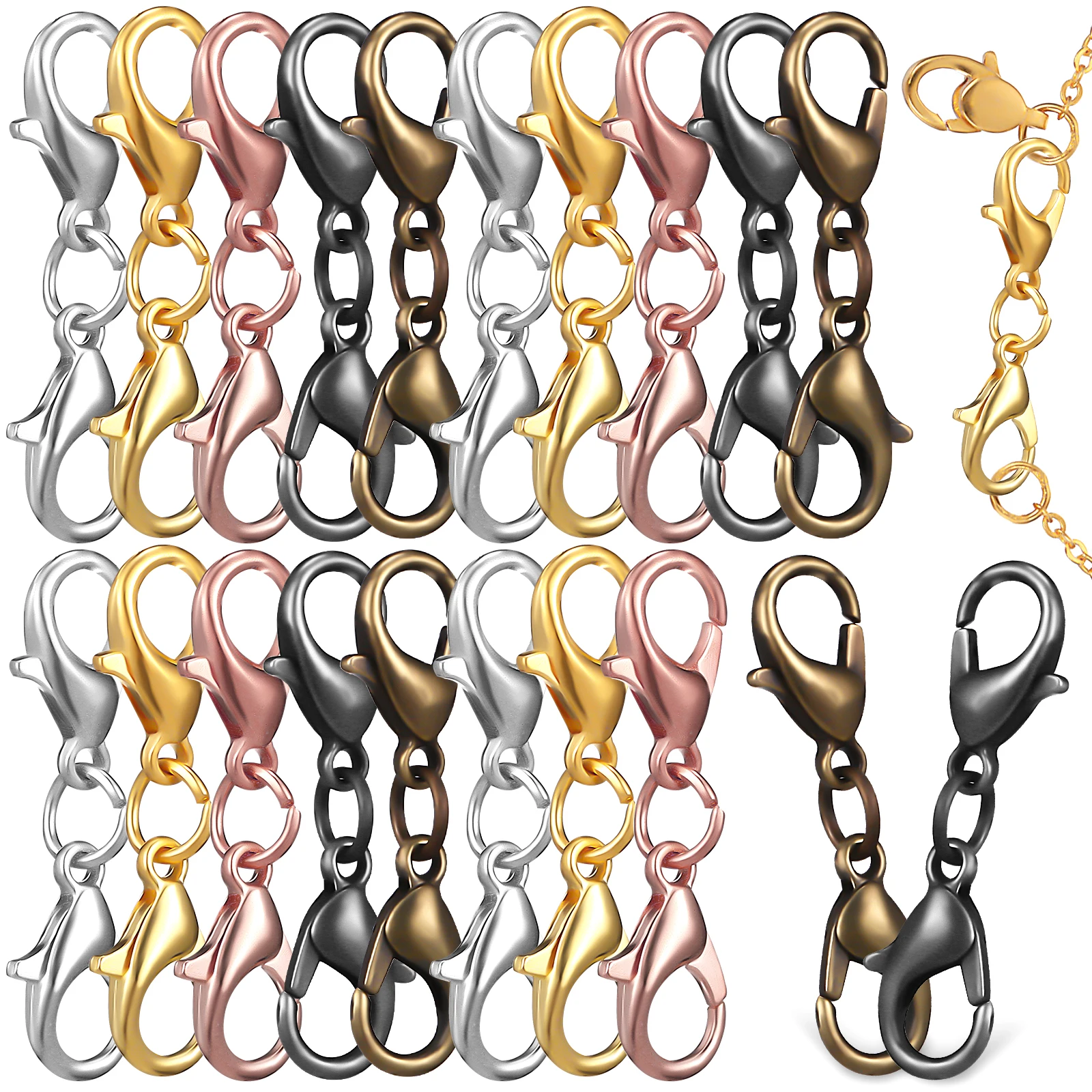 20pcs Double Lobster Clasp Extenders Zinc Alloy Gold Silver Copper Rose Black Each Jewelry Making Bracelet
20pcs Double Lobster Clasp Extenders Zinc Alloy Gold Silver Copper Rose Black Each Jewelry Making Bracelet