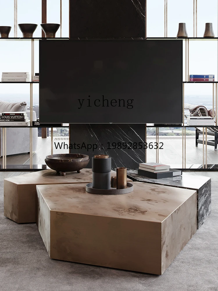 living room household stainless steel marble low table geometric light luxury coffee table
living room household stainless steel marble low table geometric light luxury coffee table