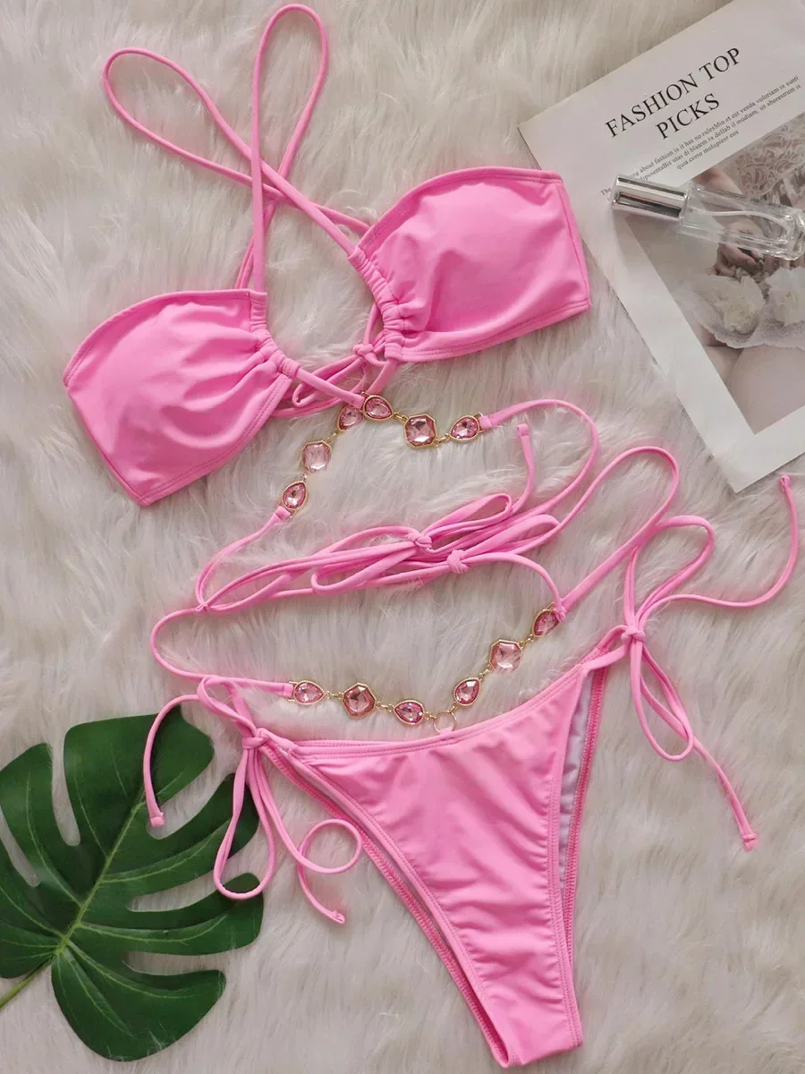 Sexy Wrap Around Rhinestones Diamond Bikini Female Swimsuit Women Swimwear Two-pieces Bikini Set Bathing Suit Swim Beach Wear
Sexy Wrap Around Rhinestones Diamond Bikini Female Swimsuit Women Swimwear Two-pieces Bikini Set Bathing Suit Swim Beach Wear