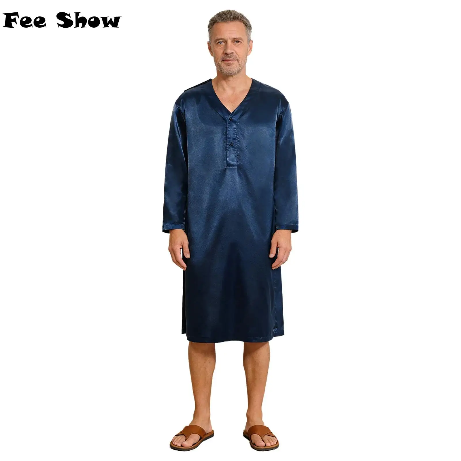 Men Long Bathrobe Elderly Adaptive Pajamas Sleepwear Kimono Gown Loungewear Full Back Overlap V Neck Long Sleeve Satiny Bathrobe
Men Long Bathrobe Elderly Adaptive Pajamas Sleepwear Kimono Gown Loungewear Full Back Overlap V Neck Long Sleeve Satiny Bathrobe