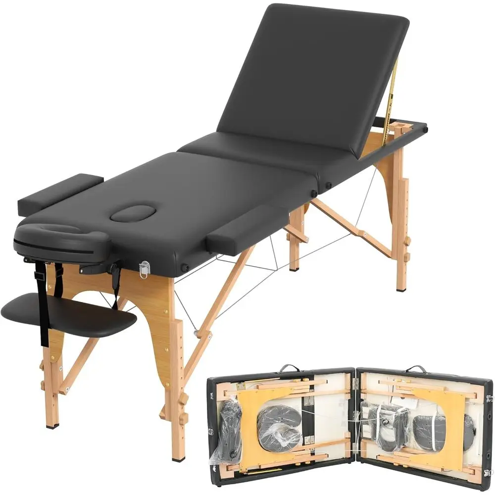 Portable 3-Section Adjustable Massage Bed for Tattoos, Lashes, and Spa Treatments - Lightweight Facial Bed with Wooden Base, Bla
Portable 3-Section Adjustable Massage Bed for Tattoos, Lashes, and Spa Treatments - Lightweight Facial Bed with Wooden Base, Bla