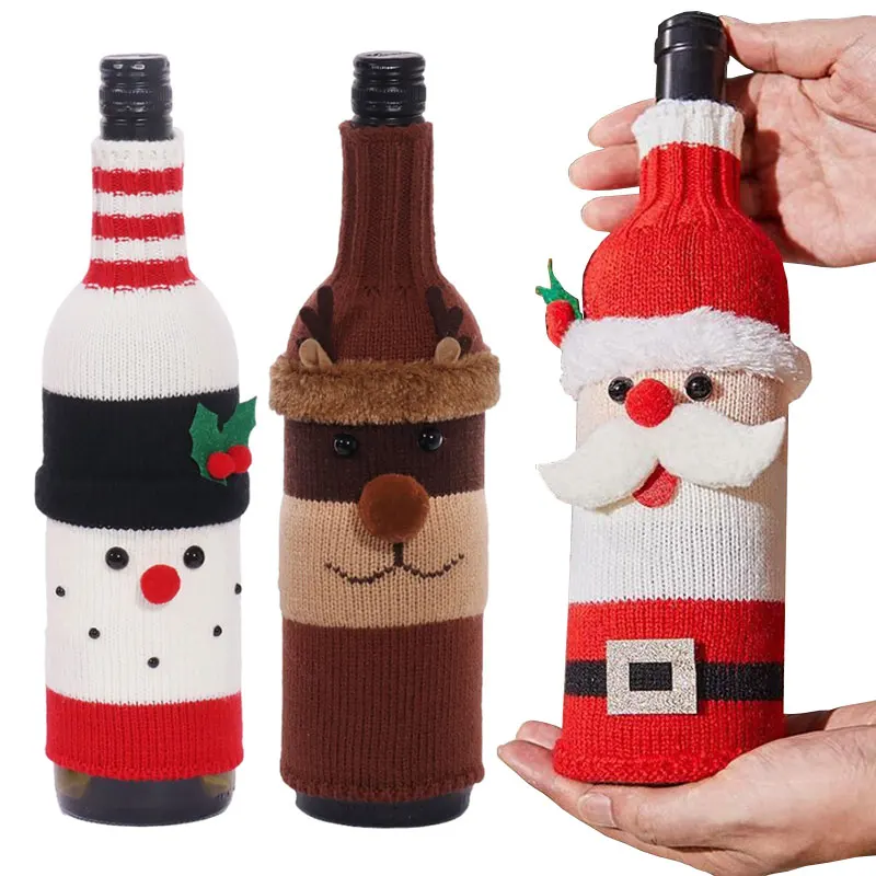 Christmas Wine Bottle Cover Set Santa Snowman Woven Wine Bottle Bags For Christmas Party Dinner Table Decorations New Year Gifts 
Christmas Wine Bottle Cover Set Santa Snowman Woven Wine Bottle Bags For Christmas Party Dinner Table Decorations New Year Gifts