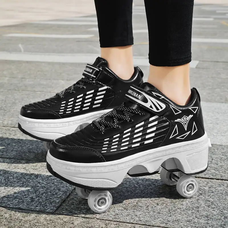 Children Wheels Shoes Roller Sneakers With 4 Wheels Skates Adult Runaway Parkour Deformation Shoes For Women Men Youth Kids Gift
Children Wheels Shoes Roller Sneakers With 4 Wheels Skates Adult Runaway Parkour Deformation Shoes For Women Men Youth Kids Gift