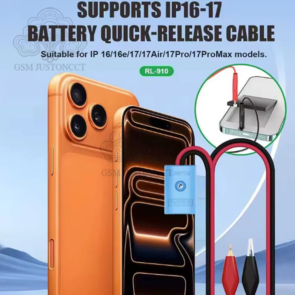 RELIFE RL-910 Быстросъемный кабель для аккумулятора для iPhone 16/16E 17/17PRO/17PM/17AIR Инструмент для разделения клея аккумулятора 
RELIFE RL-910 Быстросъемный кабель для аккумулятора для iPhone 16/16E 17/17PRO/17PM/17AIR Инструмент для разделения клея аккумулятора