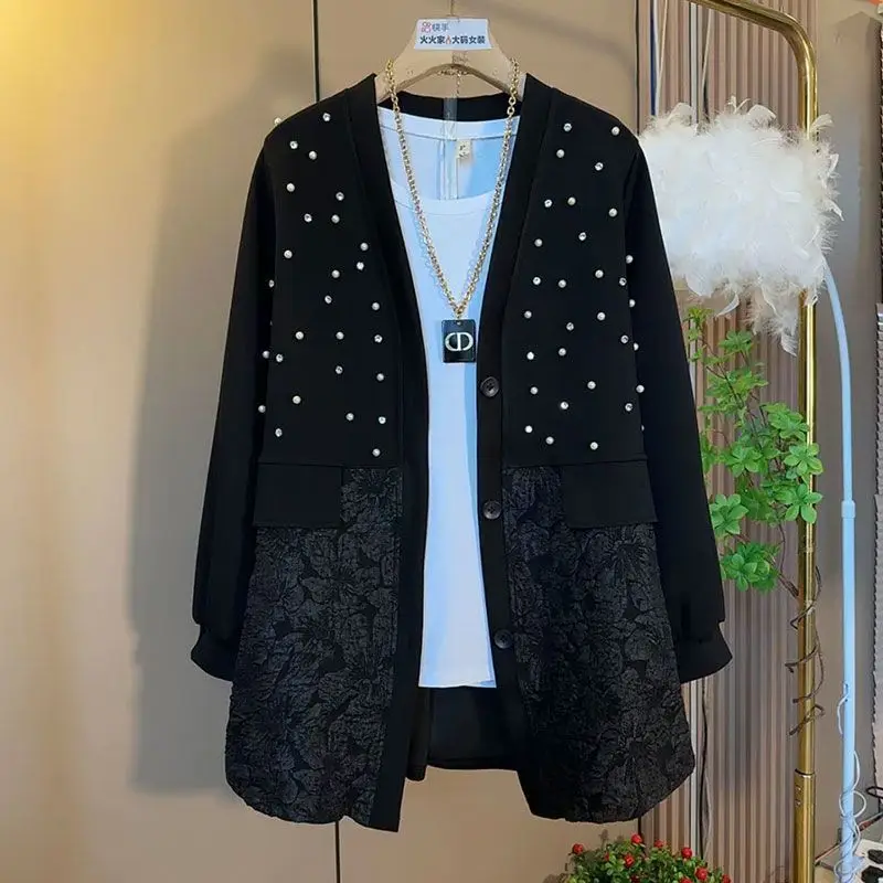 Fashion Women's Coat 2025 New Spring Autumn Jacket High-End Korean Version Heavy Industry Nail Bead Loose Outerwear Top Female
Fashion Women's Coat 2025 New Spring Autumn Jacket High-End Korean Version Heavy Industry Nail Bead Loose Outerwear Top Female