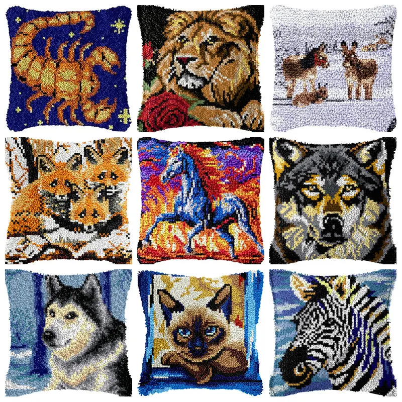 Horse Lion/Elephant Latch Hook Embroidery Pillow Knitted Embroidery Kit Hand Hooks Carpet Latch Hook Rug Kits 
Horse Lion/Elephant Latch Hook Embroidery Pillow Knitted Embroidery Kit Hand Hooks Carpet Latch Hook Rug Kits