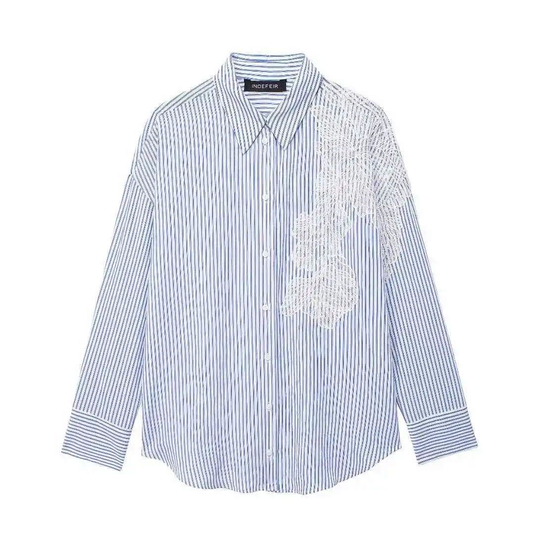 Casual All Match Striped Shirt For Women Floral Print Simple Daily Baggy Tops Single Breasted Lapel Commuting Long Sleeves
Casual All Match Striped Shirt For Women Floral Print Simple Daily Baggy Tops Single Breasted Lapel Commuting Long Sleeves