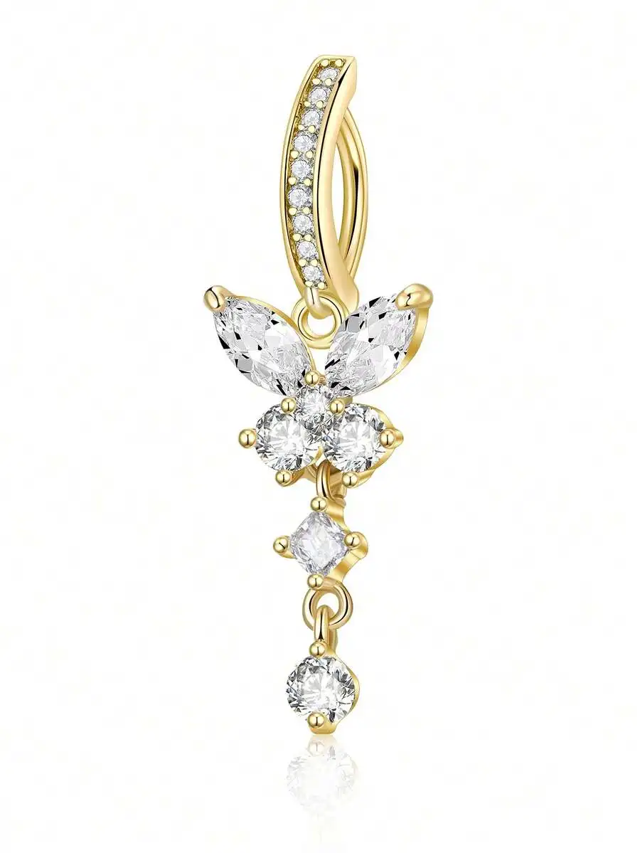 Elegant Gold-Tone Butterfly Pendant Navel Ring With Marquise And Round Zirconia Stones For Women’s Body Jewelry
Elegant Gold-Tone Butterfly Pendant Navel Ring With Marquise And Round Zirconia Stones For Women’s Body Jewelry