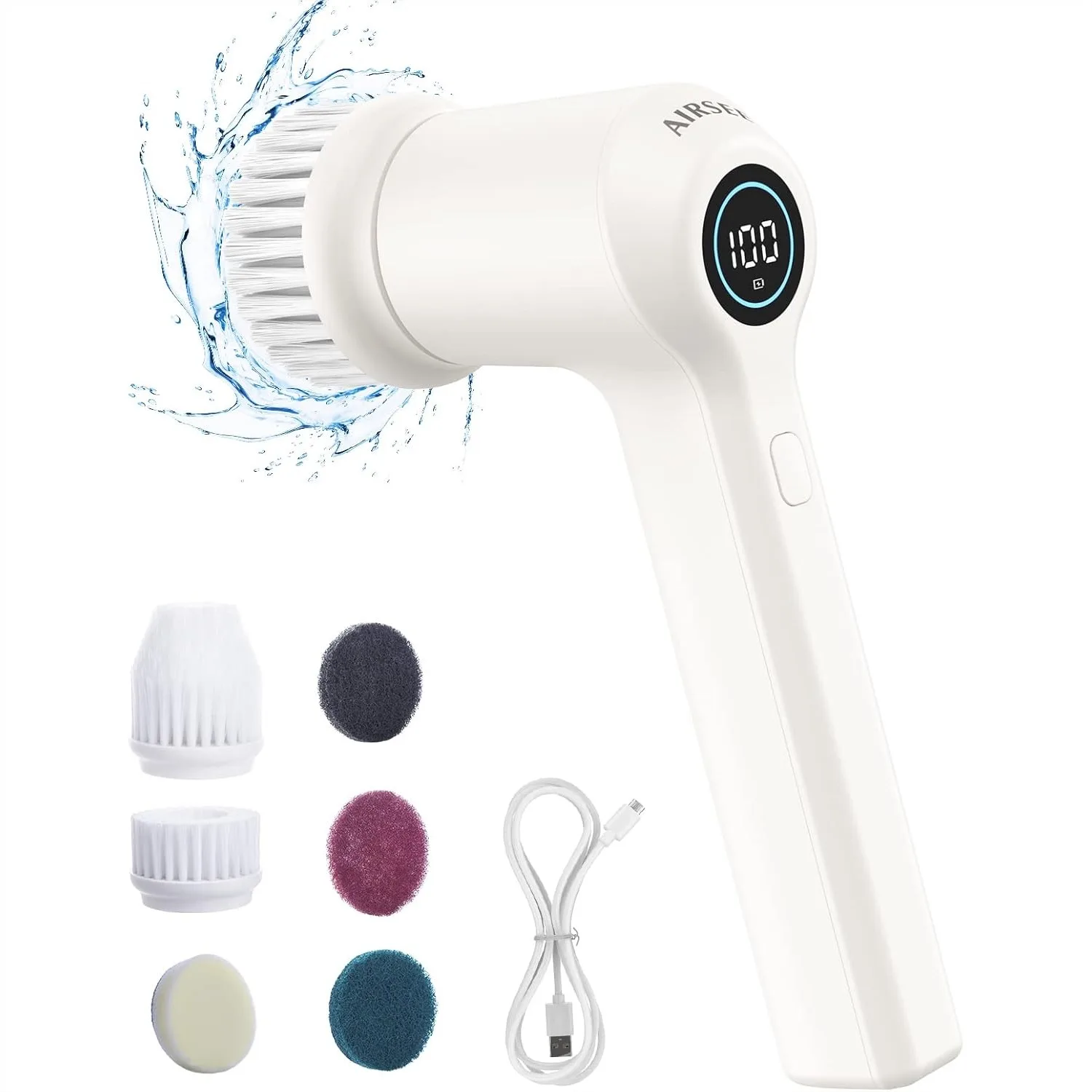 Electric Spin Scrubber Cordless Power Rotating Brush 2 Speeds 6 Heads Handheld for Bathroom Floor Tile Sink Cleaning
Electric Spin Scrubber Cordless Power Rotating Brush 2 Speeds 6 Heads Handheld for Bathroom Floor Tile Sink Cleaning