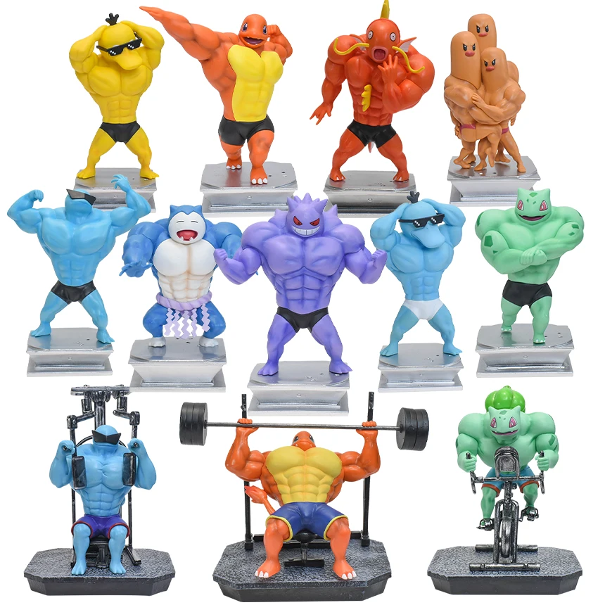 Muscle Pokemon Figure Psyduck Charmander Gengar Squirtle Bulbasaur Dugtrio Magikarp Snorlax Sport Style PVC Toys
Muscle Pokemon Figure Psyduck Charmander Gengar Squirtle Bulbasaur Dugtrio Magikarp Snorlax Sport Style PVC Toys
