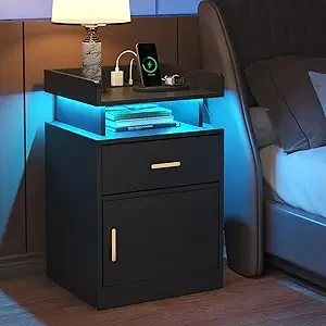 Nightstand with Charging Station ,Night Stand with Der, Bede Table with Cabinet Storage,ern Nightstand or Bedroom/
Nightstand with Charging Station ,Night Stand with Der, Bede Table with Cabinet Storage,ern Nightstand or Bedroom/