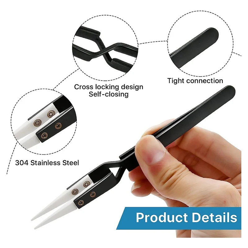 6Pcs Precision Reverse Ceramic Tweezers Set, Resistant Electronics Soldering Tweezers Anti-Magnetic Pointed for Solder A Vogue
6Pcs Precision Reverse Ceramic Tweezers Set, Resistant Electronics Soldering Tweezers Anti-Magnetic Pointed for Solder A Vogue