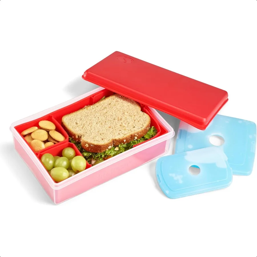 Коллекция MultiFlex Bento Box с 2 съемными пакетами для льда Регулируемый разделенный контейнер для переноски еды Контейнер для обеда без BPA 9,5 x 6 x 2 шт. 
Коллекция MultiFlex Bento Box с 2 съемными пакетами для льда Регулируемый разделенный контейнер для переноски еды Контейнер для обеда без BPA 9,5 x 6 x 2 шт.