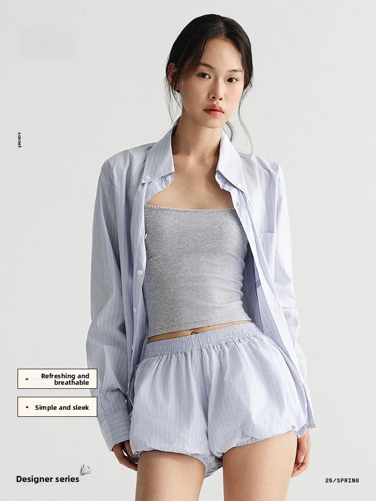 Asomesome Pure Cotton Blue Striped irt Women's Spring New Loose Fit Long Sve Turn-down Collar Casual Breathable Top
Asomesome Pure Cotton Blue Striped irt Women's Spring New Loose Fit Long Sve Turn-down Collar Casual Breathable Top