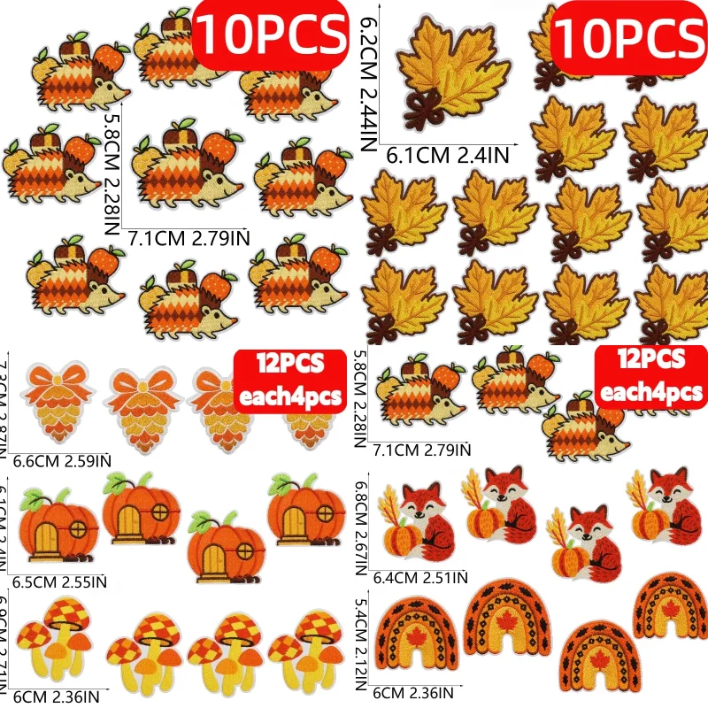 Embroidery Patch10/12PCS Wholesale Orange Autumn Theme Pumpkin Pickup Truck Fox Mushroom Decoration Cloth Ironing Bag/hat/cloth
Embroidery Patch10/12PCS Wholesale Orange Autumn Theme Pumpkin Pickup Truck Fox Mushroom Decoration Cloth Ironing Bag/hat/cloth