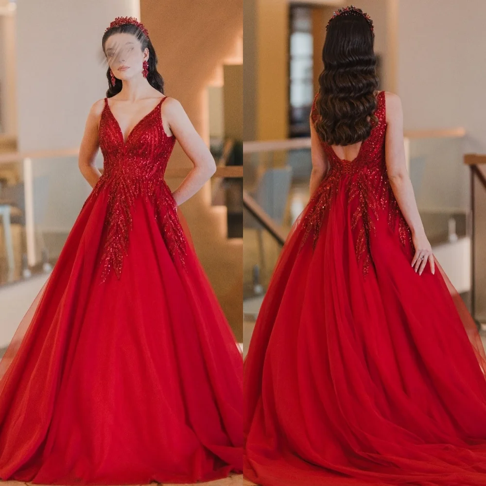 Customized Net Sequined Sparkle V-neck A-line Floor-length Bespoke Occasion Women Luxury Evening Elegant Party Wedding
Customized Net Sequined Sparkle V-neck A-line Floor-length Bespoke Occasion Women Luxury Evening Elegant Party Wedding