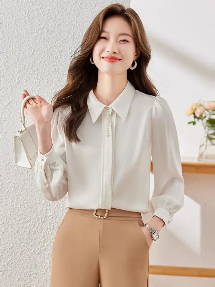 Vintage Women White Pearl Elegant Long Sleeve Shirt Autumn Fashion Pink Single Breasted Festival Blouses Versatile Office Tops
Vintage Women White Pearl Elegant Long Sleeve Shirt Autumn Fashion Pink Single Breasted Festival Blouses Versatile Office Tops