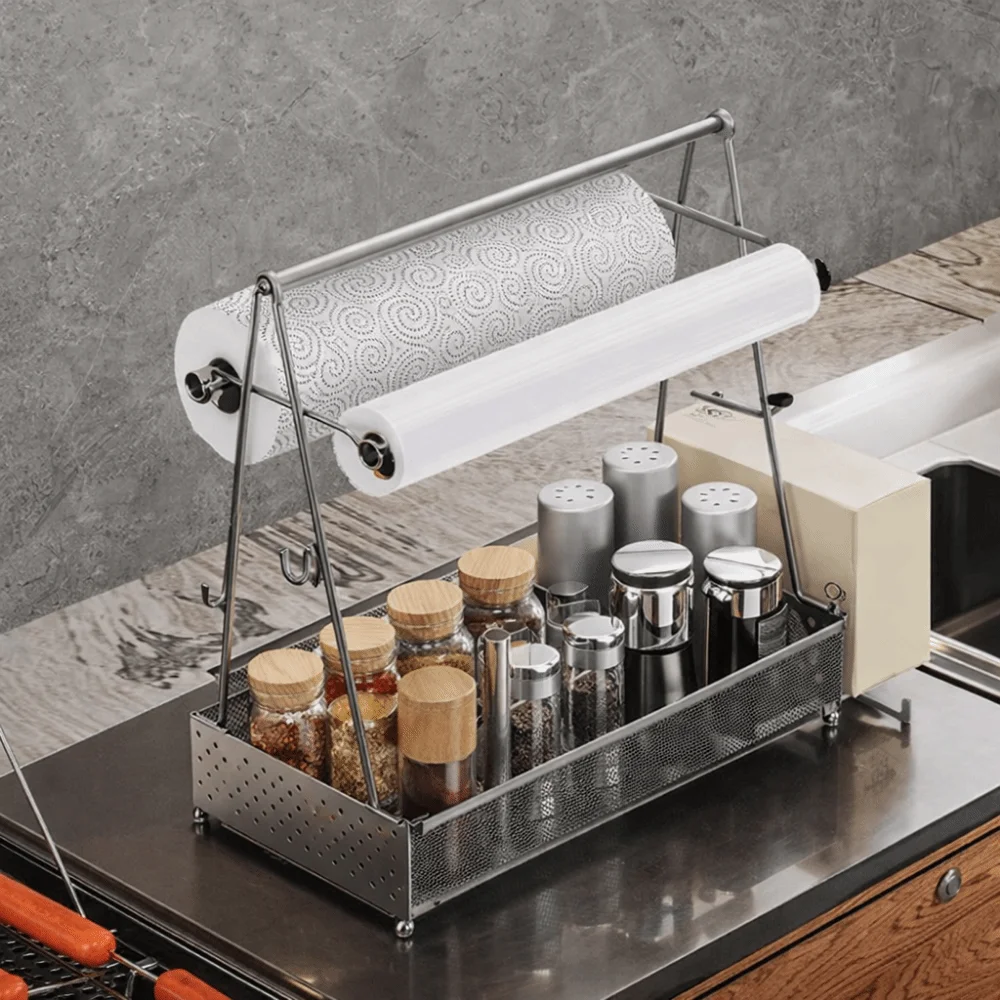 Carbon Steel BBQ Utensil Basket Space Saving with Paper Towel Grill Condiment Basket Large Capacity Seasoning Storage Rack
Carbon Steel BBQ Utensil Basket Space Saving with Paper Towel Grill Condiment Basket Large Capacity Seasoning Storage Rack