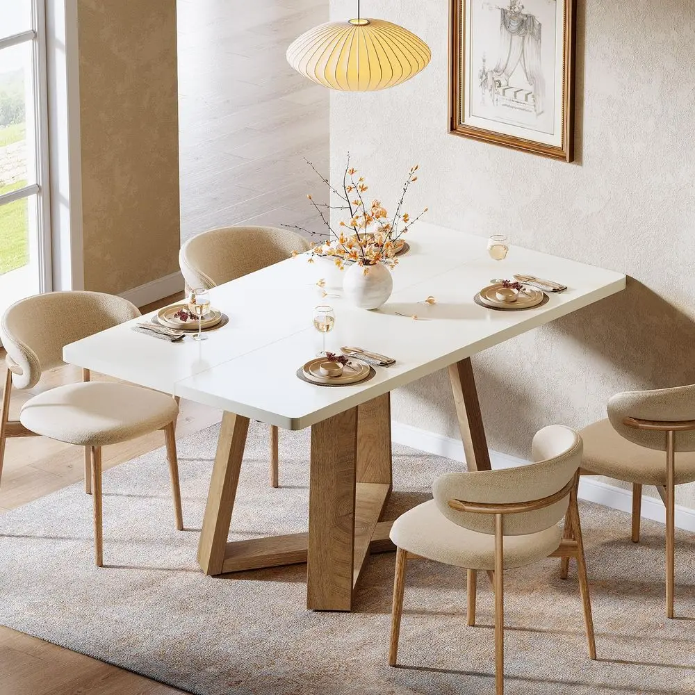 47Inch Dining Table for 4 People, Modern Kitchen Table with Wooden Legs, Dinner Table for Kitchen, Dining Room, Small Space, Wh
47Inch Dining Table for 4 People, Modern Kitchen Table with Wooden Legs, Dinner Table for Kitchen, Dining Room, Small Space, Wh