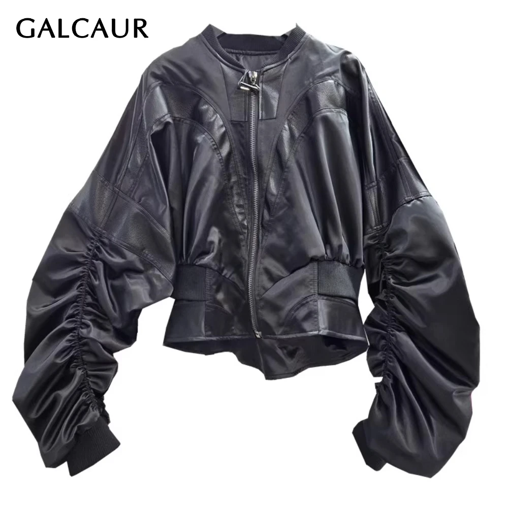 GALCAUR Black Spliced Zipper Basics Jacket Female O Neck Lantern Sleeve Loose High Street Women's Jackets Summer Style Fashion
GALCAUR Black Spliced Zipper Basics Jacket Female O Neck Lantern Sleeve Loose High Street Women's Jackets Summer Style Fashion